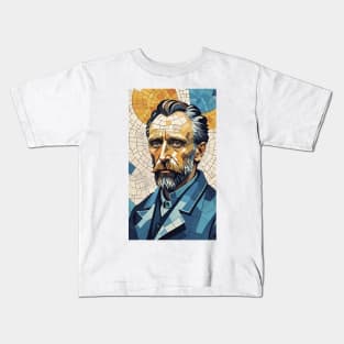 Starry Night Mosaic: Van Gogh Inspired Portrait Kids T-Shirt